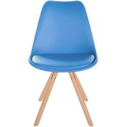Fauteuil Sofia, en similicuir, rond, bleu clair