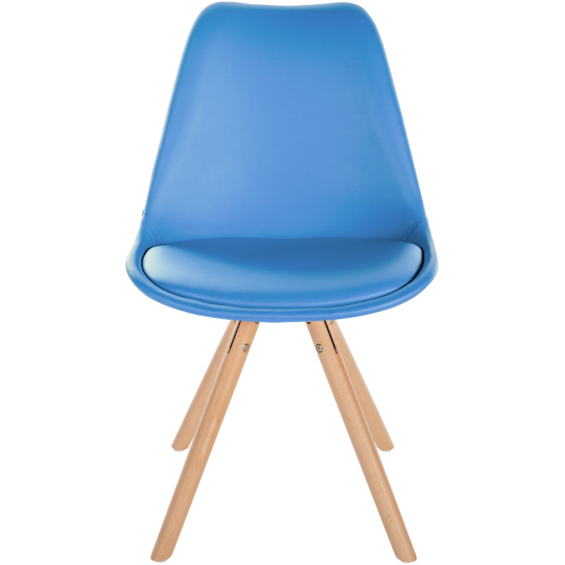 Fauteuil Sofia, en similicuir, rond, bleu clair