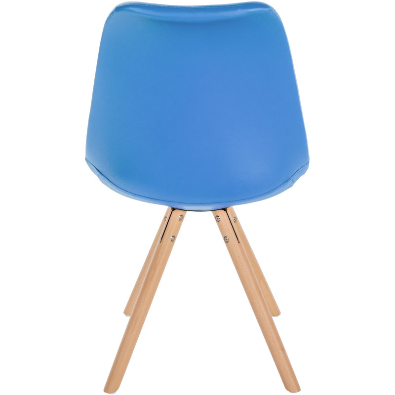Fauteuil Sofia, en similicuir, rond, bleu clair