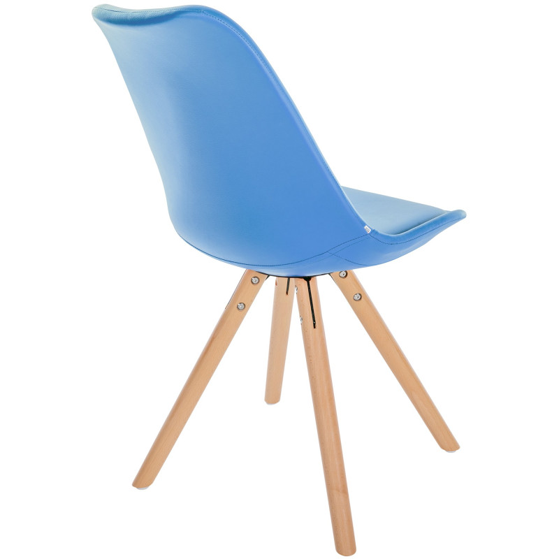 Fauteuil Sofia, en similicuir, rond, bleu clair