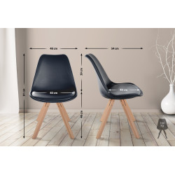 Fauteuil Sofia, similicuir, carré, noir