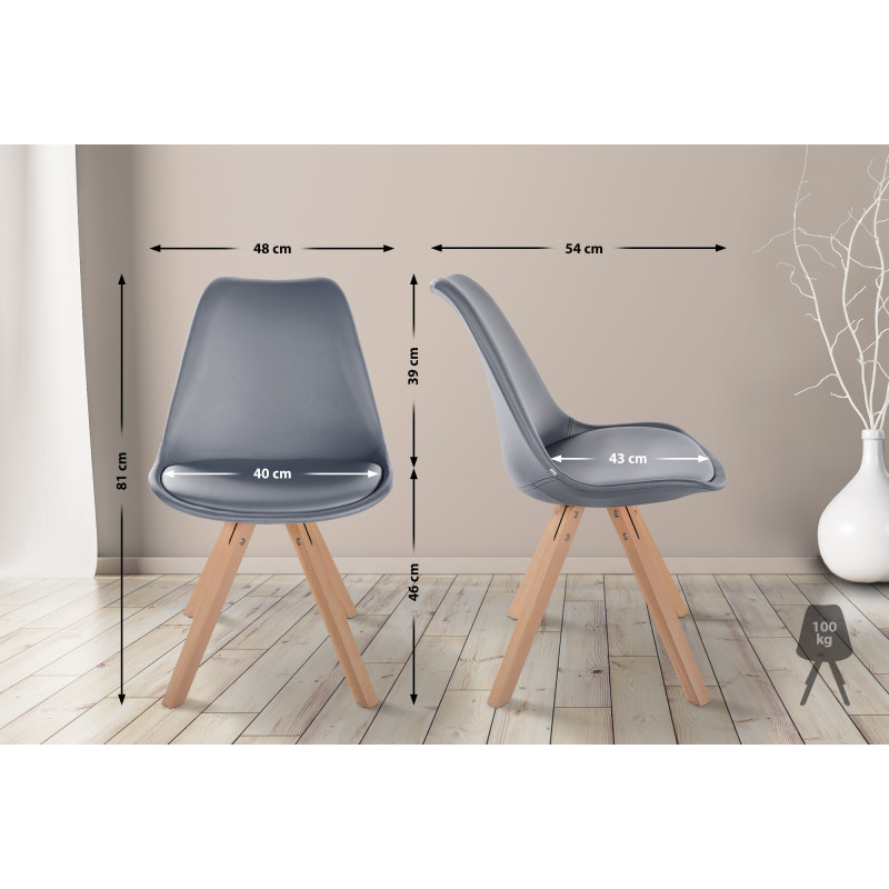 Fauteuil Sofia, similicuir, gris carré