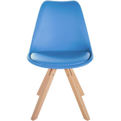 Fauteuil Sofia, similicuir, carré, bleu clair