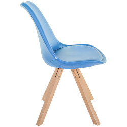 Fauteuil Sofia, similicuir, carré, bleu clair