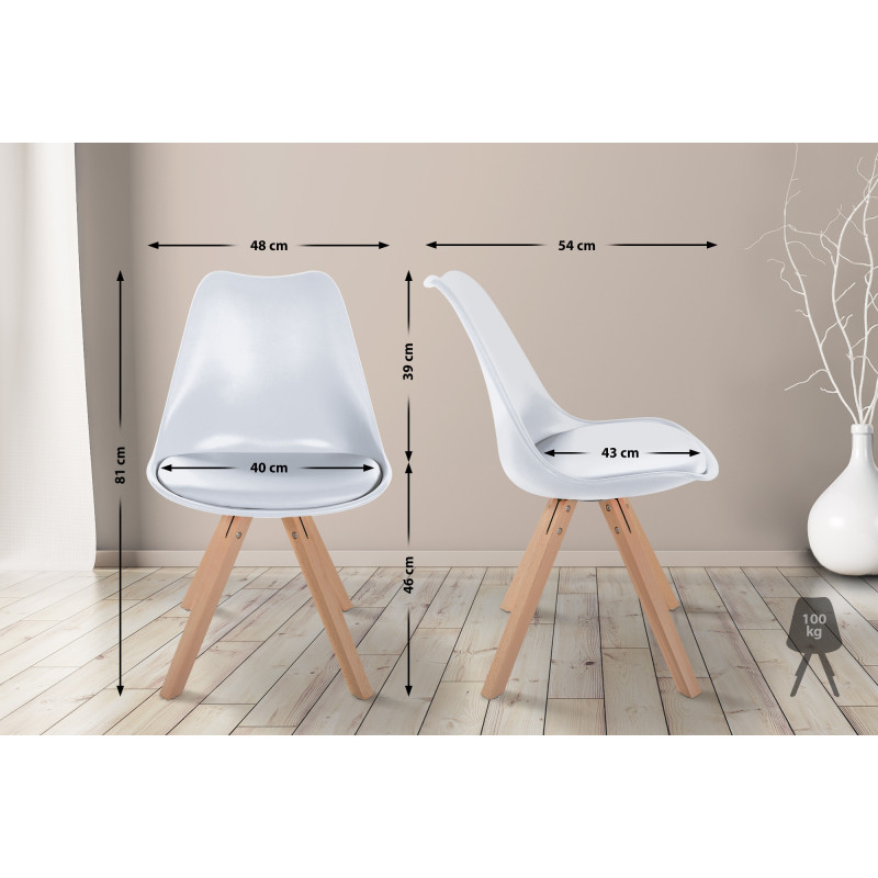 Chaise Sofia, en plastique, carrée, blanche