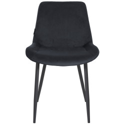 Chaise de salle à manger Victoria, velours, noire
