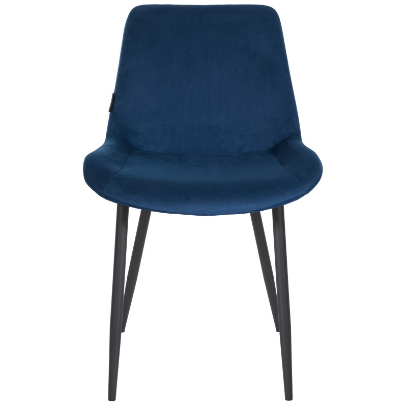 Chaise de salle à manger Victoria, velours, bleue