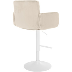 Tabouret de bar Los Angeles velours blanc crème