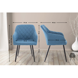 Ensemble de 2 chaises de salle à manger Shila, en tissu, bleues