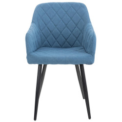 Ensemble de 2 chaises de salle à manger Shila, en tissu, bleues