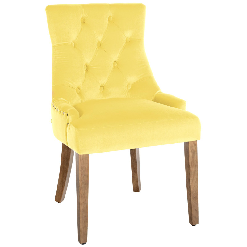 Chaise de salle à manger Aberdeen, velours, jaune clair antique