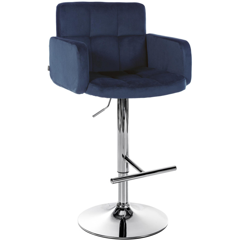 Tabouret de bar Los Angeles velours bleu chrome