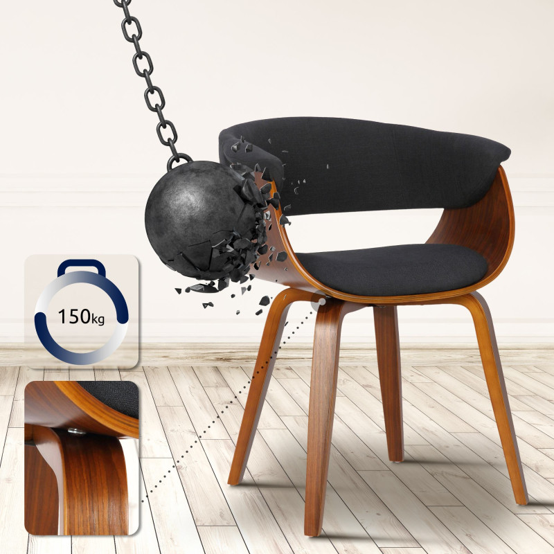 Fauteuil Bruce, tissu noyer/noir