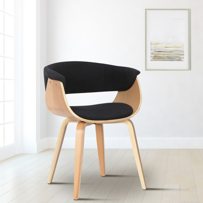 Fauteuil Bruce, tissu noir naturel