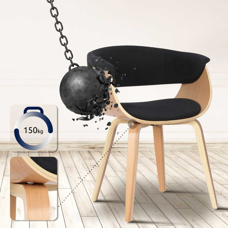 Fauteuil Bruce, tissu noir naturel