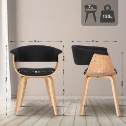 Fauteuil Bruce, tissu noir naturel