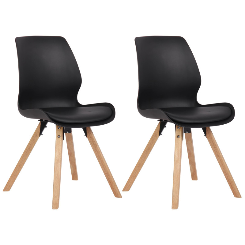 Lot de 2 chaises Luna, en plastique noir