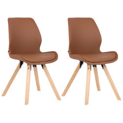 Ensemble de 2 chaises Luna en similicuir marron clair