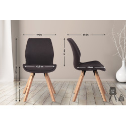 Ensemble de 2 chaises Luna, tissu noir