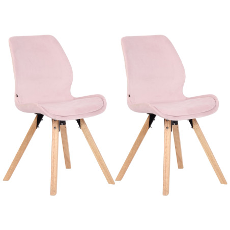 Ensemble de 2 chaises Luna en velours rose