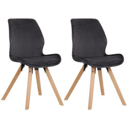 Ensemble de 2 chaises Luna en velours gris foncé