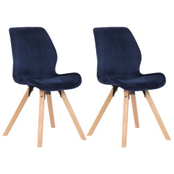 Ensemble de 2 chaises Luna en velours bleu