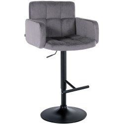 Tabouret de bar Los Angeles velours noir gris foncé
