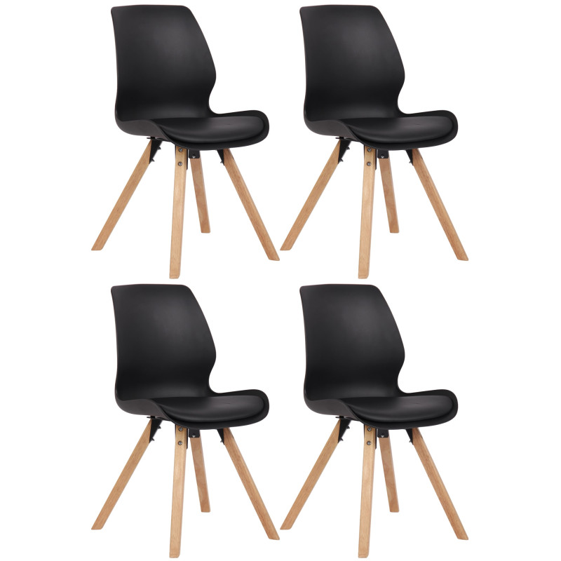 Lot de 4 chaises Luna, en plastique, noires