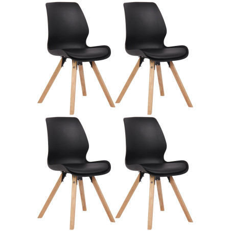Lot de 4 chaises Luna, en plastique, noires
