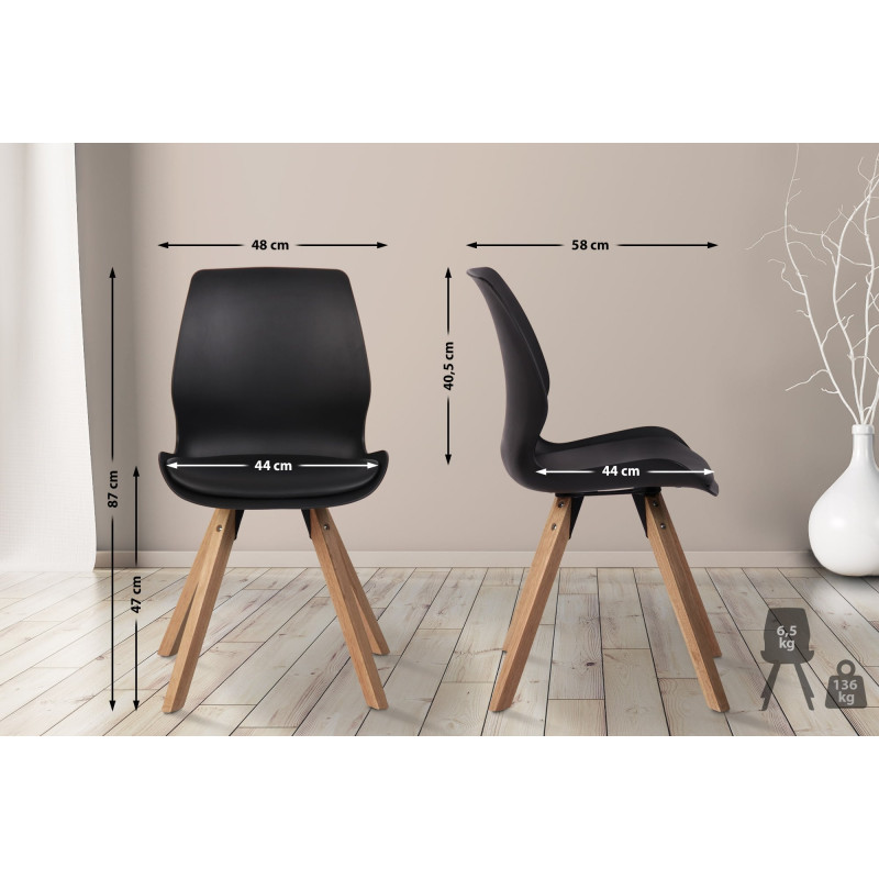Lot de 4 chaises Luna, en plastique, noires