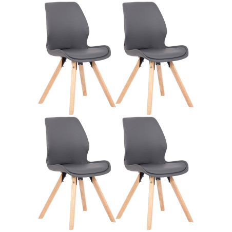 Ensemble de 4 chaises Luna en similicuir gris