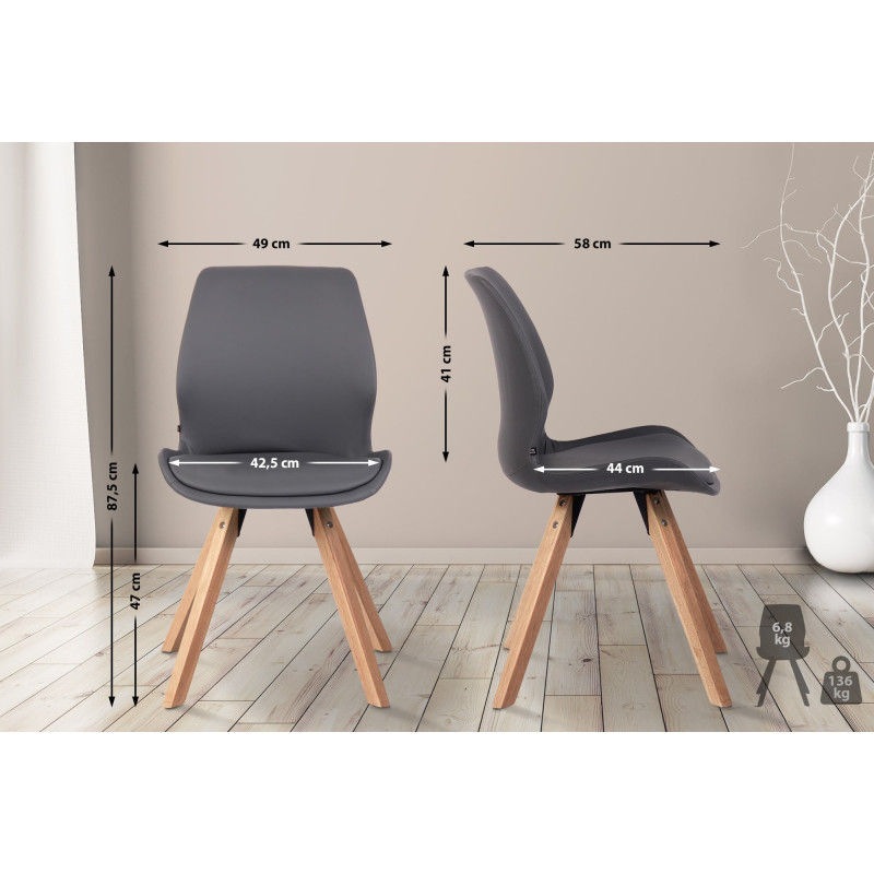 Ensemble de 4 chaises Luna en similicuir gris