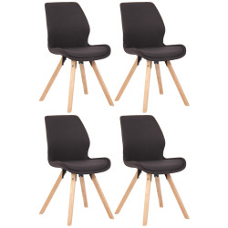 Ensemble de 4 chaises Luna, tissu noir