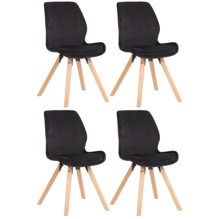 Ensemble de 4 chaises Luna en velours noir