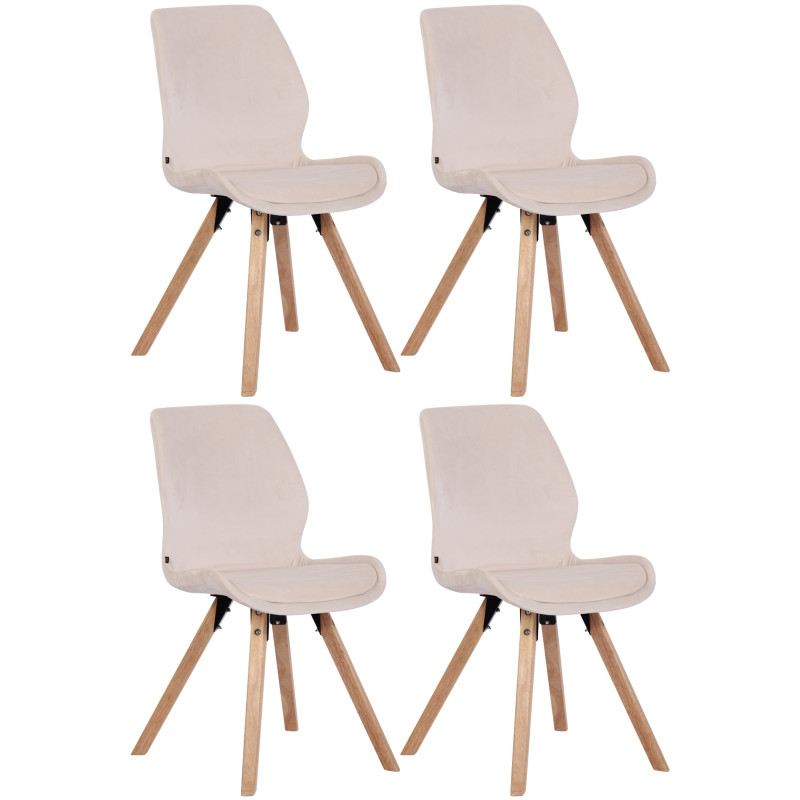 Set di 4 sedie Luna crema,Velluto