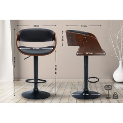 Tabouret de bar Portmore simili cuir noyer/noir