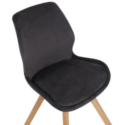 Ensemble de 4 chaises Luna en velours gris foncé