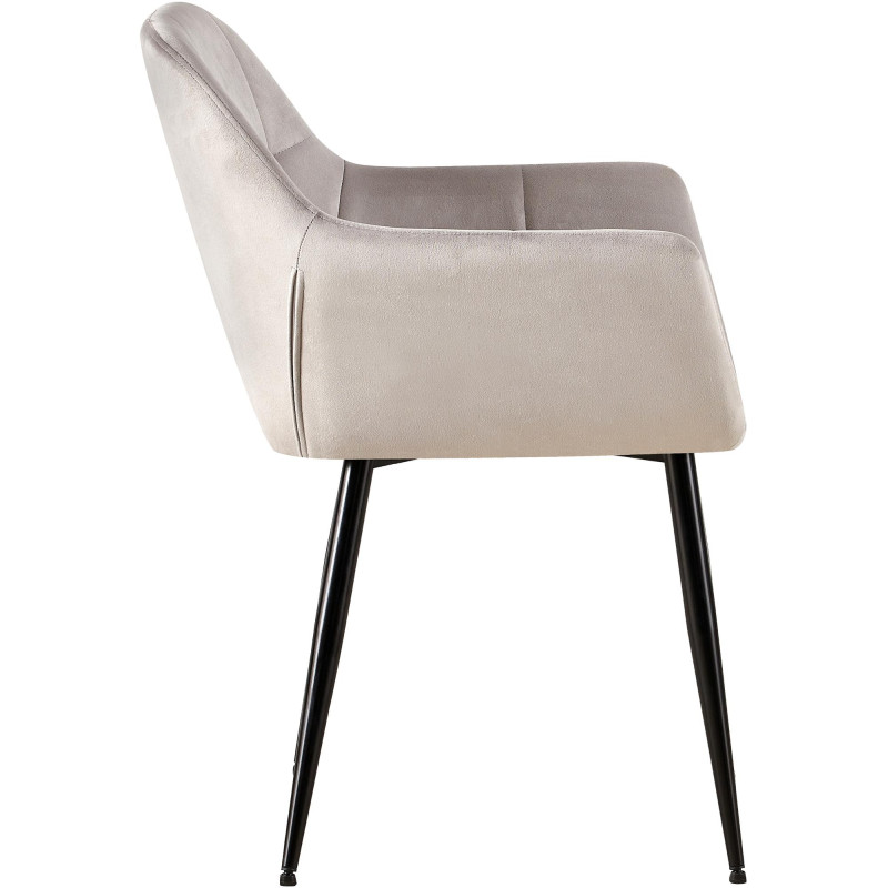 Fauteuil visiteur Emia, velours, gris clair