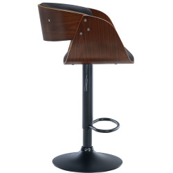 Tabouret de bar Portmore simili cuir noyer/noir