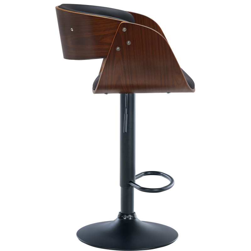 Tabouret de bar Portmore simili cuir noyer/noir