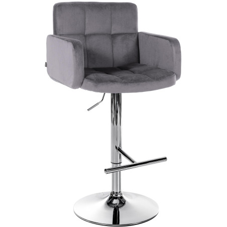 Tabouret de bar Los Angeles velours chrome gris foncé