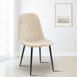 Chaise de salle à manger Baxter, velours, crème