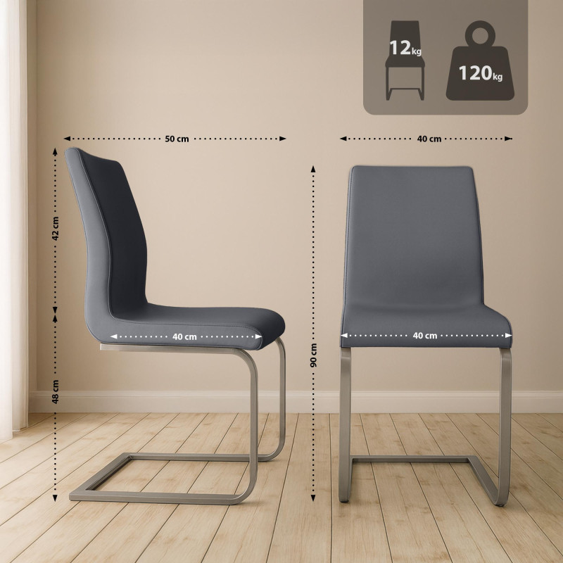 Ensemble de 2 chaises de salle à manger Belfort gris