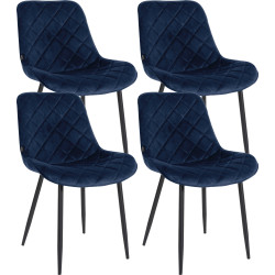 Ensemble de 4 chaises, velours Springs, bleues