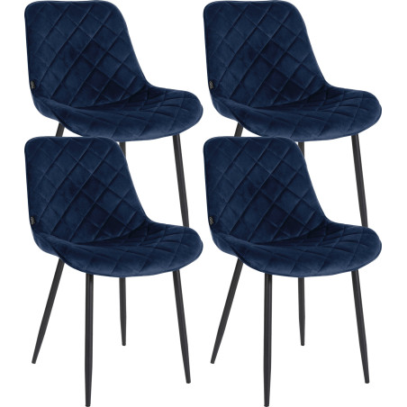 Ensemble de 4 chaises, velours Springs, bleues