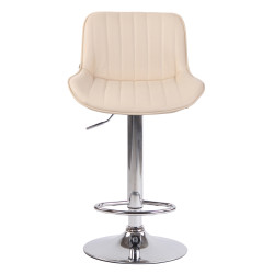 Lot de 2 tabourets de bar Lentini, simili cuir, chrome crème