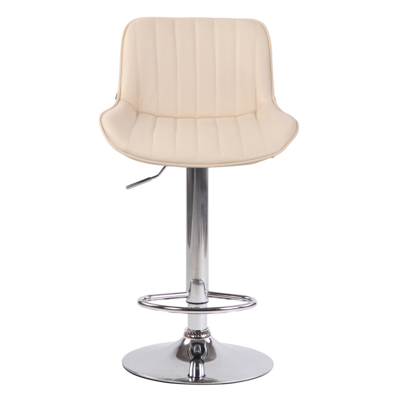 Lot de 2 tabourets de bar Lentini, simili cuir, chrome crème