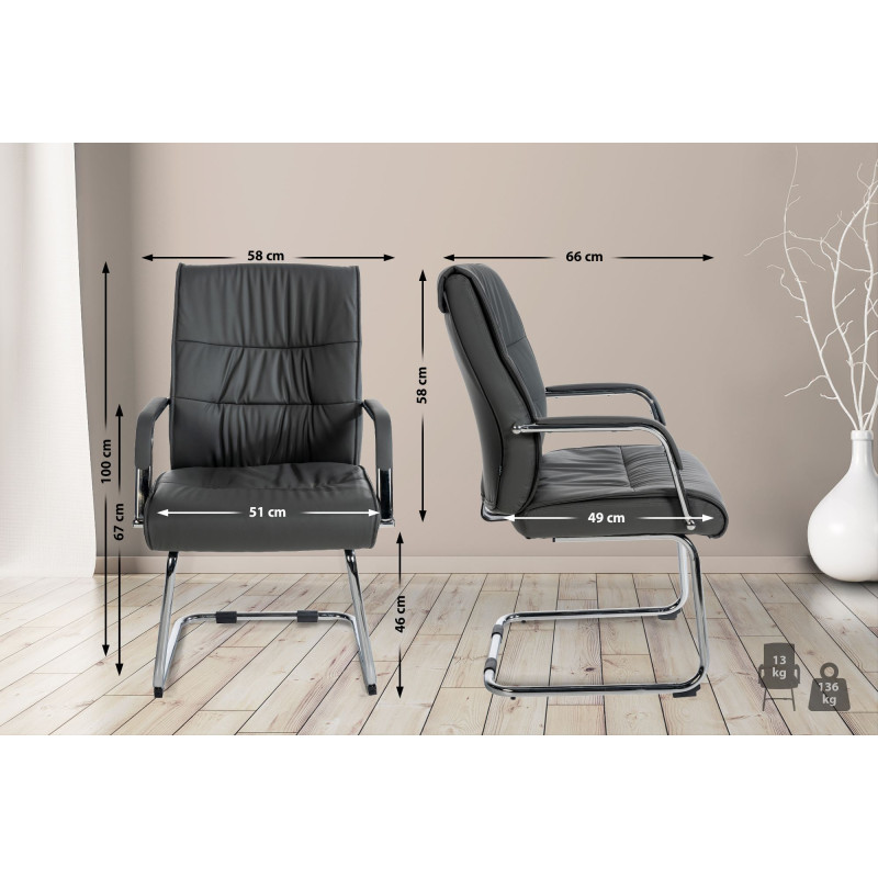 Ensemble de 2 chaises visiteurs gris Sievert
