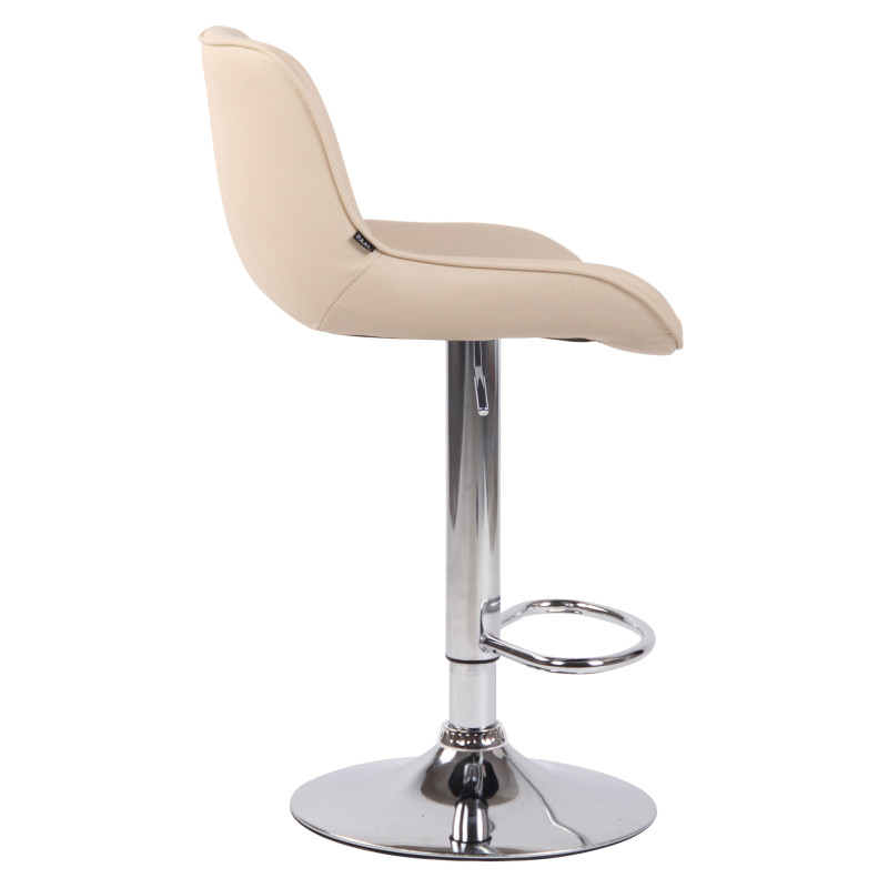Lot de 2 tabourets de bar Lentini, simili cuir, chrome crème
