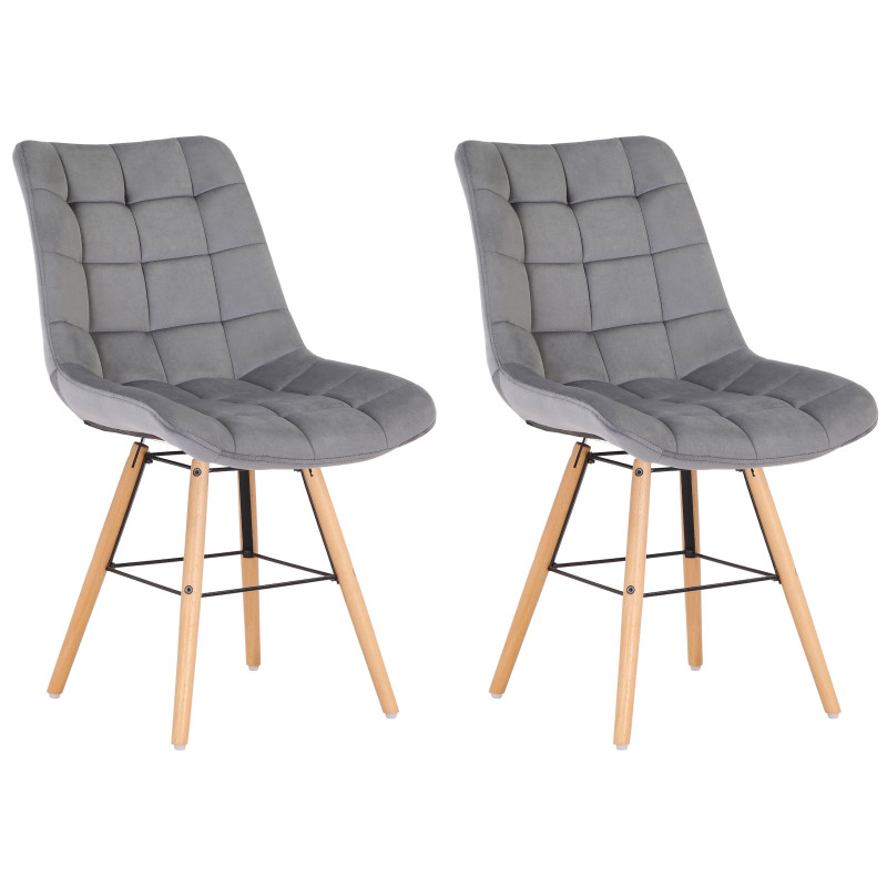 Ensemble de 2 chaises Leni en velours gris